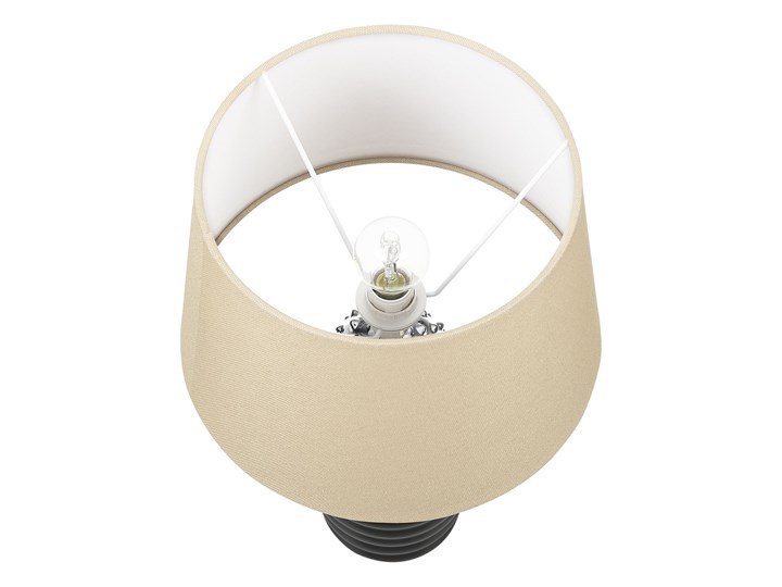 Beliani Lampa stołowa srebrna czarna ceramiczna 43 cm kształt kaktusa wysoki połysk glamour Ceramika Lampa z abażurem Kolor Srebrny