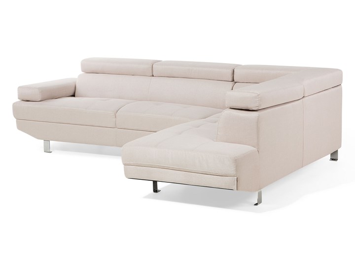 Beliani Narożnik lewostronny beżowy tapicerowany 5 osobowa sofa z regulowanymi zagłówkami Lewostronne Nóżki Na nóżkach Materiał obicia Tkanina