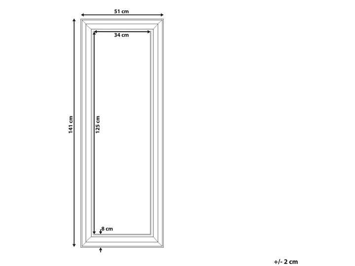 Beliani Lustro ścienne wiszące złote 51 x 141 cm ozdobne salon sypialnia Lustro z ramą Kolor Złoty Prostokątne Kategoria Lustra