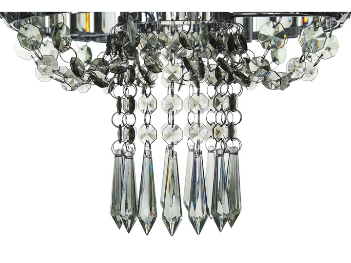 Beliani Żyrandol szary kryształowy 83 cm kryształy rozpraszające światło przydymione chromowany akcent glamour Lampa z kryształkami Tworzywo sztuczne Szkło Metal Pomieszczenie Sypialnia