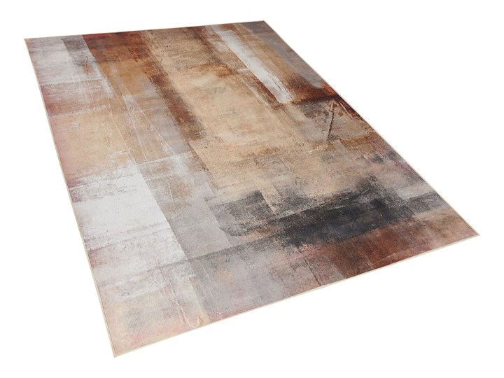 Beliani Dywan beżowy 140 x 200 cm krótkowłosy abstrakcyjny wzór 140x200 cm Poliester Dywany Prostokątny Pomieszczenie Salon
