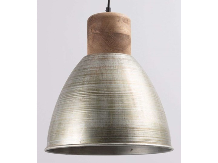 Lampa wisząca Ismay śr. 33cm silver&olive, 33 × 33 × 164 cm Metal Lampa z kloszem Drewno Kolor Srebrny Styl Industrialny
