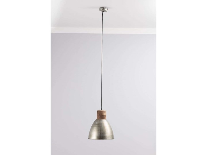 Lampa wisząca Ismay śr. 33cm silver&olive, 33 × 33 × 164 cm Metal Drewno Lampa z kloszem Kolor Srebrny