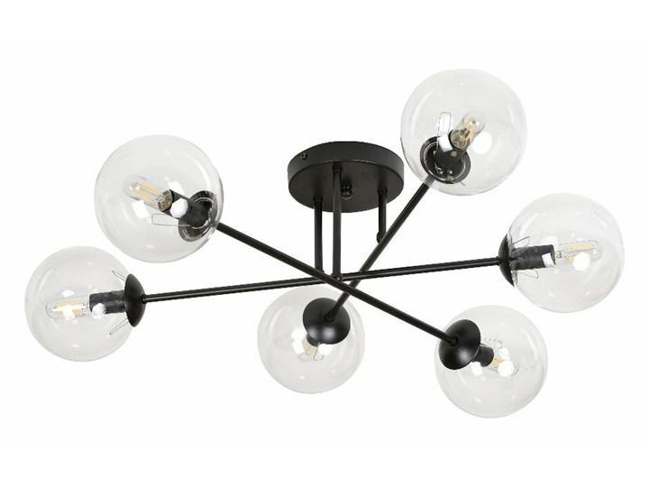 SELSEY Lampa sufitowa Minturno transparentna x6 Pomieszczenie Salon Szkło Stal Metal Okrągłe Kolor Przezroczysty