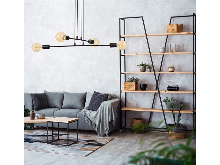SELSEY Lampa wisząca Mentona czarna x4 Ilość źródeł światła 4 źródła Stal Metal Kolor Czarny