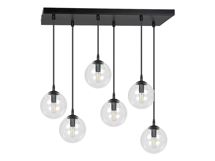 SELSEY Lampa wisząca Fregene transparentna x6 Stal Metal Lampa z kloszem Szkło Kolor Przezroczysty Pomieszczenie Salon