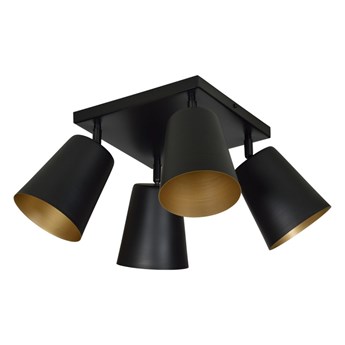 SELSEY Lampa sufitowa Lanciano czarna ze złotym wnętrzem x4