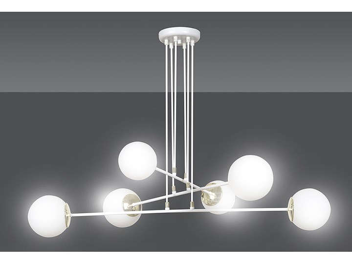 SELSEY Lampa wisząca Rivarolo biała x6 Metal Szkło Stal Lampa z kloszem Pomieszczenie Salon