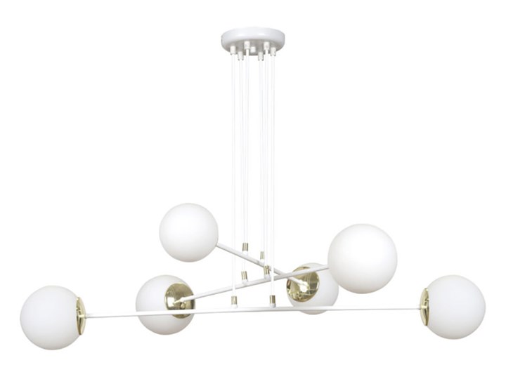 SELSEY Lampa wisząca Rivarolo biała x6 Szkło Lampa z kloszem Metal Stal Pomieszczenie Salon