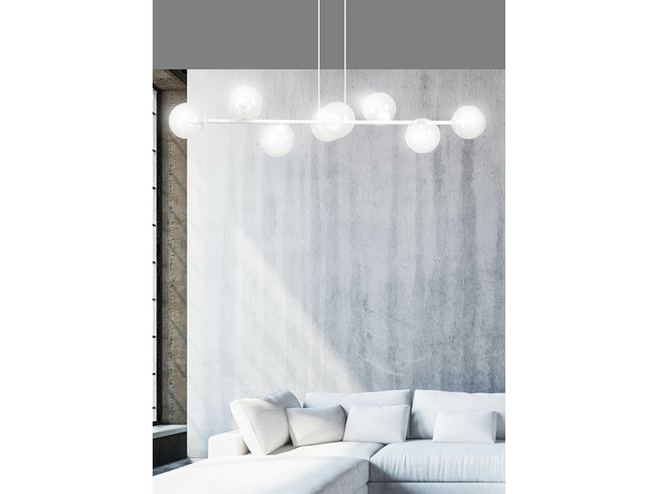 SELSEY Lampa wisząca Sulmona biała z transparentnymi kloszami x8 Metal Lampa z kloszem Szkło Stal Pomieszczenie Sypialnia