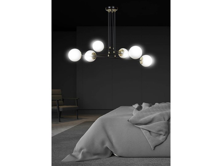 SELSEY Lampa wisząca Rivarolo czarna x6 Metal Stal Szkło Pomieszczenie Jadalnia Lampa z kloszem Pomieszczenie Salon