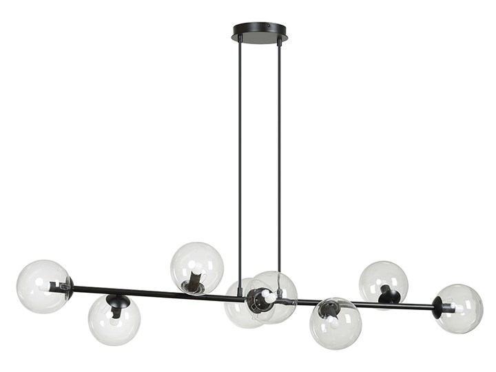 SELSEY Lampa wisząca Sulmona czarna z transparentnymi kloszami x8 Stal Metal Lampa z kloszem Ilość źródeł światła 8 źródeł Szkło Pomieszczenie Salon