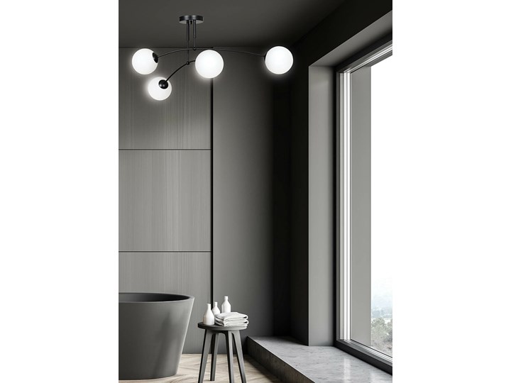 SELSEY Lampa sufitowa Vinadio czarna x4 Metal Stal Szkło Okrągłe Ilość źródeł światła 4 źródła