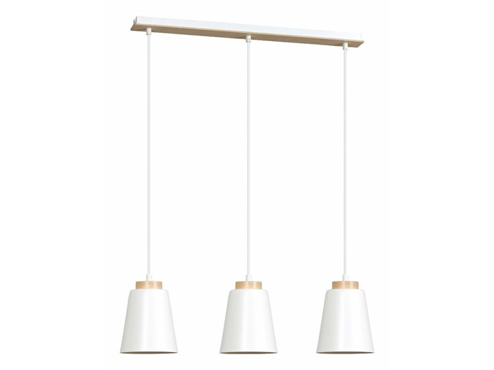 SELSEY Lampa wisząca Montieri biała x3 Stal Drewno Lampa z kloszem Metal Styl Nowoczesny