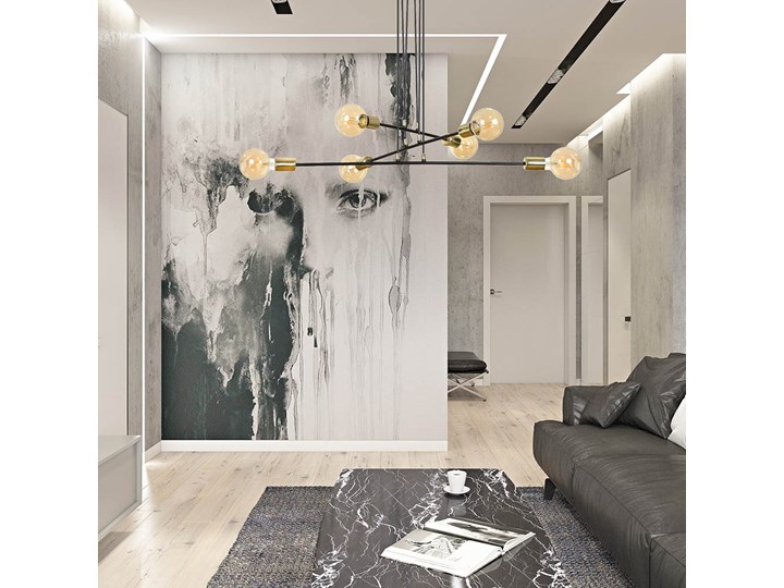 SELSEY Lampa wisząca Ormea czarna x6 Metal Stal Ilość źródeł światła 6 źródeł