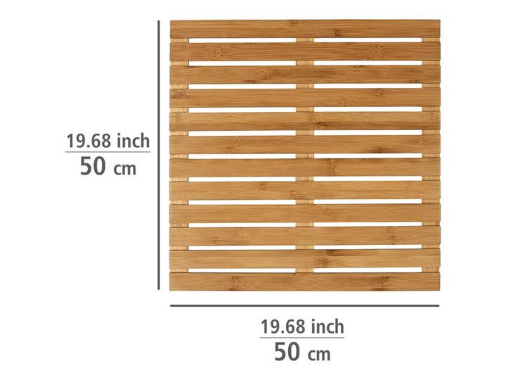 Mata łazienkowa, podest z drewna bambusowego BAMBUSA, 50 x 50 cm, WENKO 50x50 cm Prostokątny Drewno Kategoria Dywaniki łazienkowe