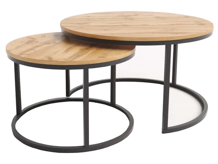 Zestaw 2 okrągłych stolików kawowych - kolor do wyboru Metal Stal Beton Zestaw stolików Płyta MDF Kształt blatu Okrągłe Kategoria Stoliki i ławy
