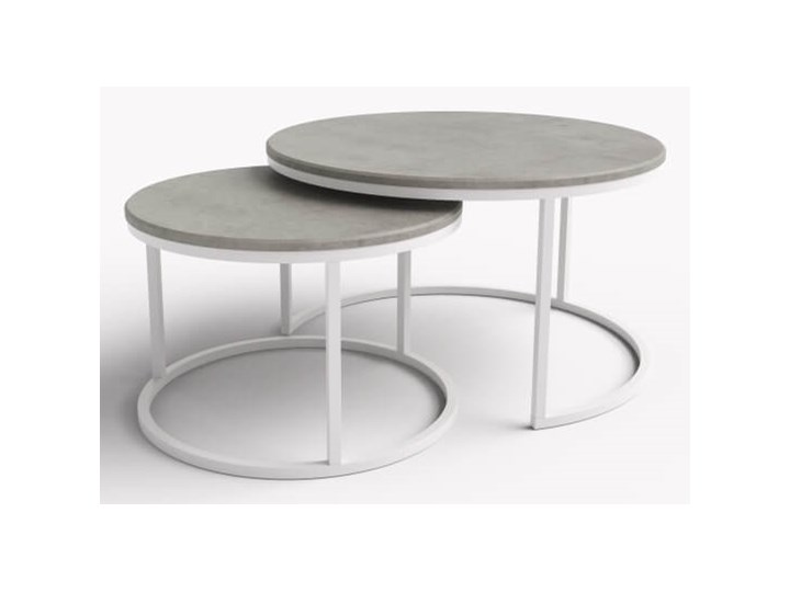 Zestaw 2 okrągłych stolików kawowych - kolor do wyboru Płyta MDF Metal Zestaw stolików Stal Beton Kształt blatu Okrągłe