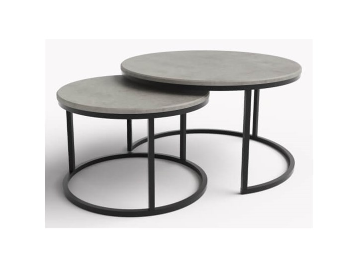 Zestaw 2 okrągłych stolików kawowych - kolor do wyboru Stal Metal Zestaw stolików Płyta MDF Beton Kształt blatu Okrągłe Kategoria Stoliki i ławy
