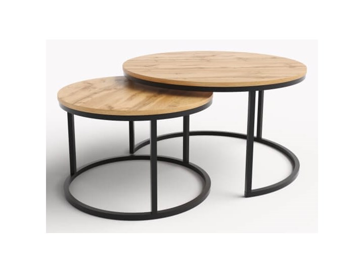 Zestaw 2 okrągłych stolików kawowych - kolor do wyboru Beton Zestaw stolików Płyta MDF Stal Metal Kształt blatu Okrągłe
