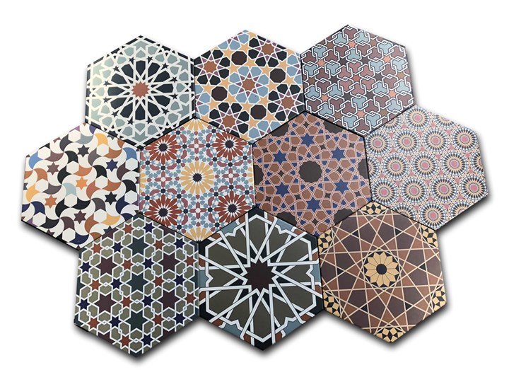 Andalusi 33x28,5 gres hexagon Powierzchnia Matowa Płytki ścienne Płytki podłogowe 28,5x33 cm Mozaika Heksagon Płytki łazienkowe Płytka dekoracyjna Kategoria Płytki