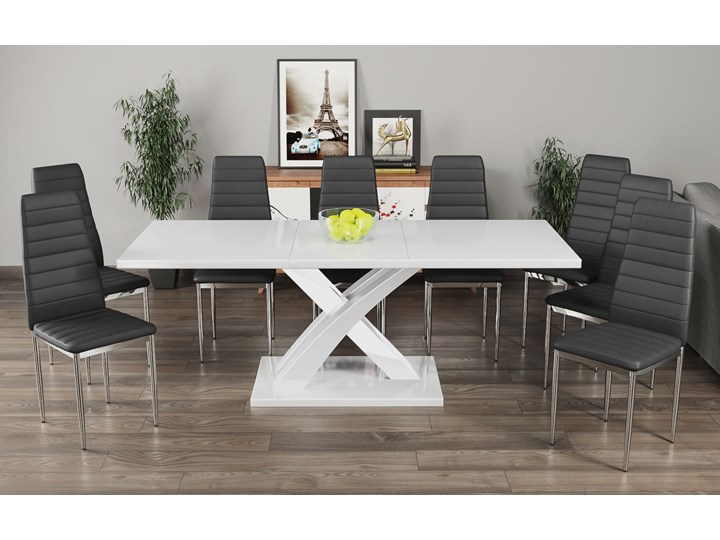 STÓŁ "X" ROZKŁADANY 140/180CM DO JADALNI WYSOKI POŁYSK Wysokość 75 cm Płyta MDF Styl Nowoczesny