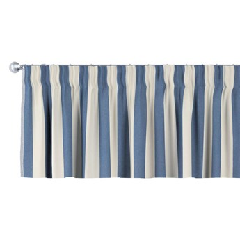 Lambrekin na taśmie marszczącej, niebiesko-białe pionowe pasy (5,5cm), 130 × 40 cm, Quadro