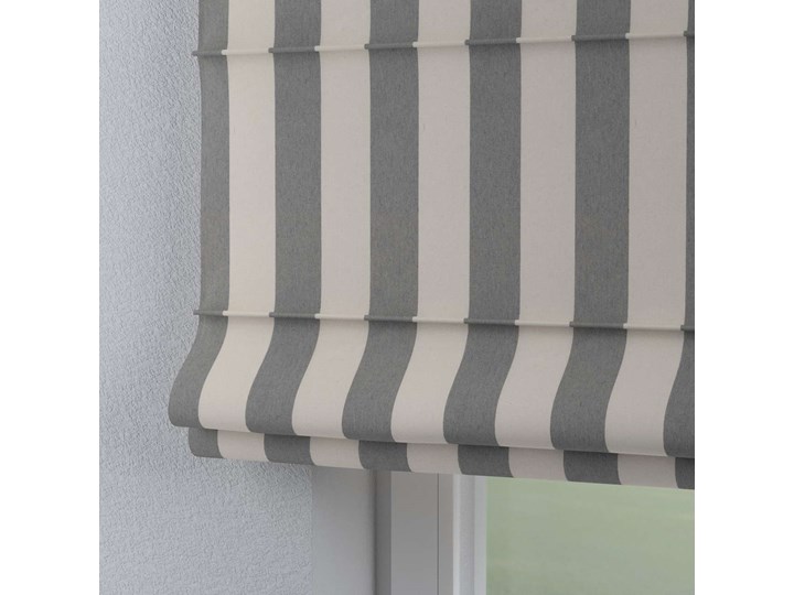 Roleta rzymska Capri, biało-szare pionowe pasy (5,5cm), szer.80 × dł.170 cm, Quadro Wzór Paski Kolor Biały