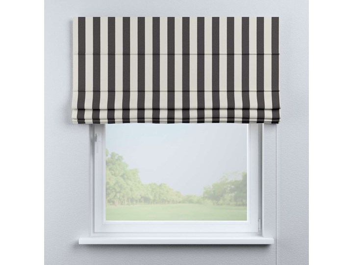 Roleta rzymska Capri, biało-grafitowe pionowe pasy (5,5cm), szer.80 × dł.170 cm, Quadro Kolor Biały