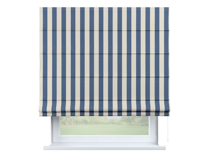 Roleta rzymska Capri, niebiesko-białe pionowe pasy (5,5cm), szer.80 × dł.170 cm, Quadro Wzór Paski