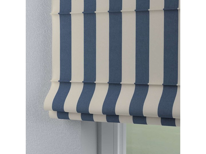 Roleta rzymska Capri, niebiesko-białe pionowe pasy (5,5cm), szer.80 × dł.170 cm, Quadro Wzór Paski
