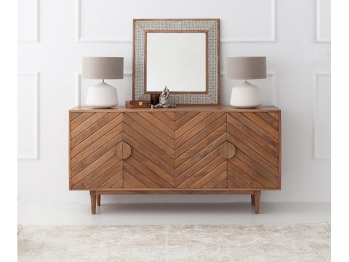 Komoda JANINA Wysokość 80 cm Płyta MDF Drewno Głębokość 45 cm Szerokość 160 cm Pomieszczenie Sypialnia