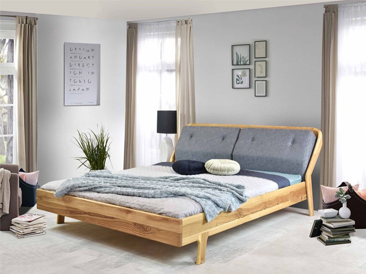 Łóżko drewniane dębowe Natural 5 180x200 Kolor Beżowy Drewno Styl Klasyczny