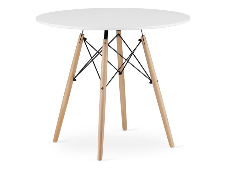 Stół okrągły Todi Paris Milano 90x75 bialy, bukowe nogi Metal Płyta MDF Wysokość 75 cm Drewno Długość(n) 90 cm