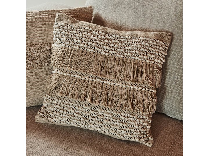 Poszewka na poduszke Malvina 100% bawelna bezowa fredzle 45 x 45 cm 45x45 cm Poszewka dekoracyjna Wzór Abstrakcyjny Kwadratowe Kategoria Poduszki i poszewki dekoracyjne