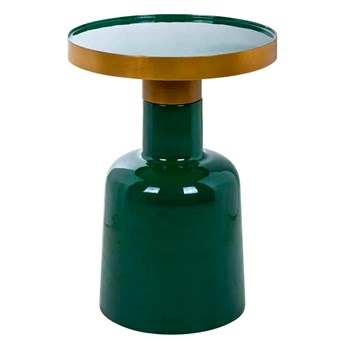 Zielony metalowy okrągły stolik kawowy na jednej nodze - Orisol 2X