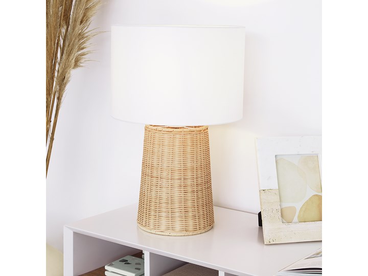 Lampa stołowa Kimjit rattan Kolor Biały Kategoria Lampy stołowe