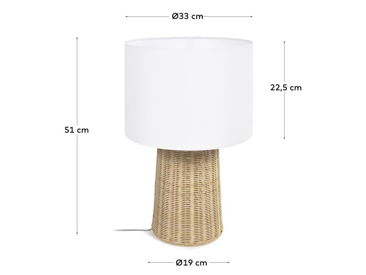 Lampa stołowa Kimjit rattan Kolor Biały Kategoria Lampy stołowe