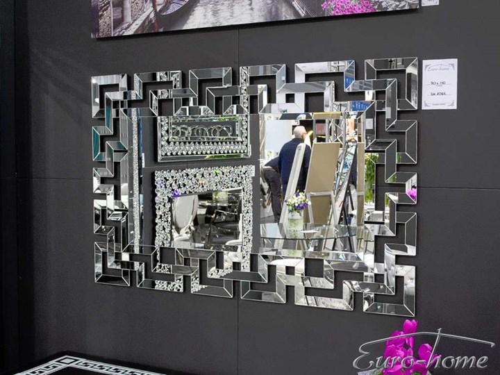 Lustro z greckim lustrzanym ornamentem 80x120 cm LW1066 Kategoria Lustra Kolor Srebrny