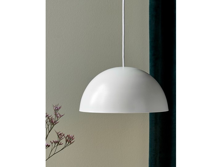 Lampa wisząca metalowa biała Ø30x15 cm Tkanina Kolor Biały