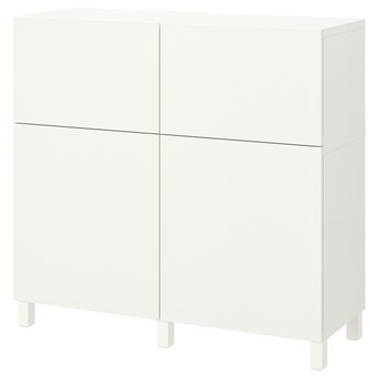 IKEA BESTÅ Kombinacja regałowa z drzw/szuf, Biały/Lappviken/Stubbarp biały, 120x42x112 cm