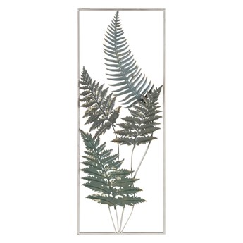 PALARMO dekoracja ścienna w ramce metalowa liście palmy przecierane złoto, 90x33 cm