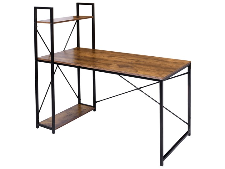 Biurko loftowe z półkami z nadstawką Trosa Styl Industrialny Biurko komputerowe Szerokość 97 cm Biurko regulowane Szerokość 120 cm Głębokość 97 cm Biurko z nadstawką Głębokość 60 cm Stal Metal Styl Vintage