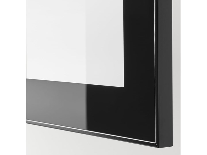 IKEA BESTÅ Kombinacja regałowa z drzw/szuf, Czarnybrąz/Selsviken/Ösarp połysk/czarne przezroczyste szkło, 120x42x213 cm Kategoria Zestawy mebli do sypialni