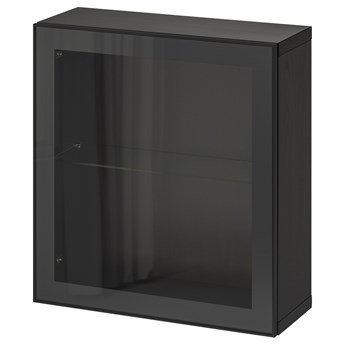 IKEA BESTÅ Kombinacja szafek ściennych, Czarnybrąz/Glassvik czarny, 60x22x64 cm