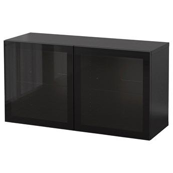 IKEA BESTÅ Kombinacja szafek ściennych, Czarnybrąz Glassvik/czarny szkło bezbarwne, 120x42x64 cm