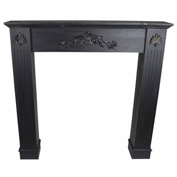 BRILLO portal kominkowy czarny zdobiony ornamentem z przetarciami, 99x17x95 cm