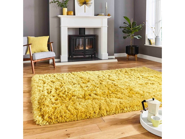 Żółty ręcznie tkany dywan Think Rugs Polar PL Yellow, 80x150 cm Prostokątny Mikrofibra Dywany Akryl Pomieszczenie Salon
