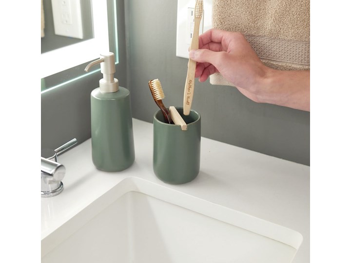 Zielony ceramiczny dozownik do mydła iDesign Eco Vanity Ceramika Dozowniki Kategoria Mydelniczki i dozowniki