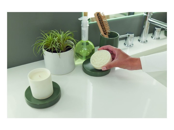 Zielona ceramiczna mydelniczka iDesign Eco Vanity Mydelniczki Ceramika Kolor Zielony